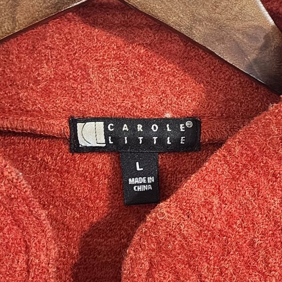 Carole Little Womens Orange Wool Blend Jacket Size L Full Zip Mock neck JPT - Picture 4 of 7